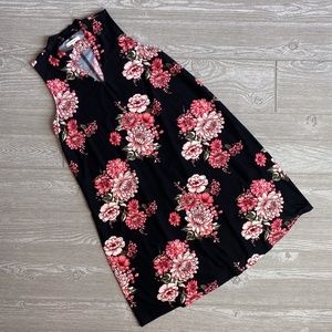Maurices Black Floral Stretch Swing Dress Medium